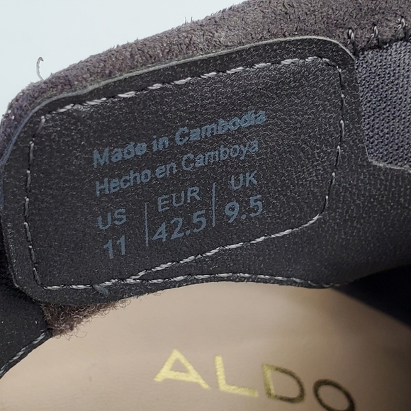 Aldo Suede Peep Toe Bootie Size 11 Gray Open Back Ankle Wrap Chunky Heel Shoe - Picture 11 of 15